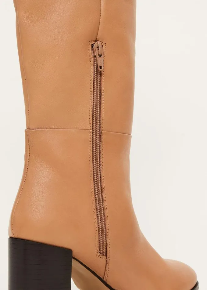 Phase Eight Leather Knee High Boots Camel Women Heels