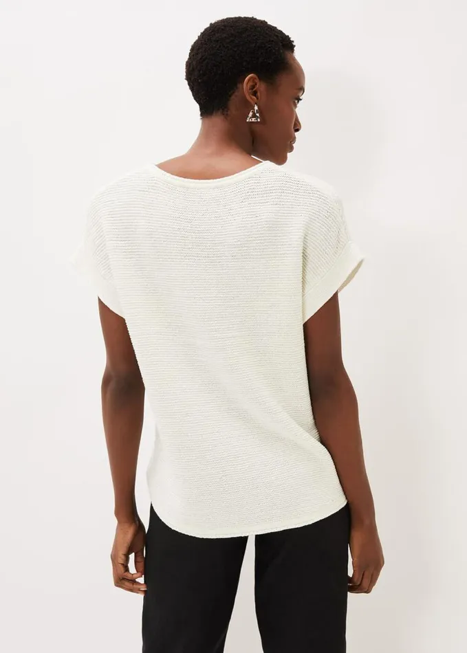 Phase Eight Lisa Ribbed Short Sleeved Jumper Ivory Women Knitwear