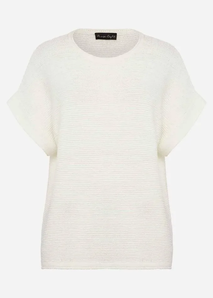 Phase Eight Lisa Ribbed Short Sleeved Jumper Ivory Women Knitwear