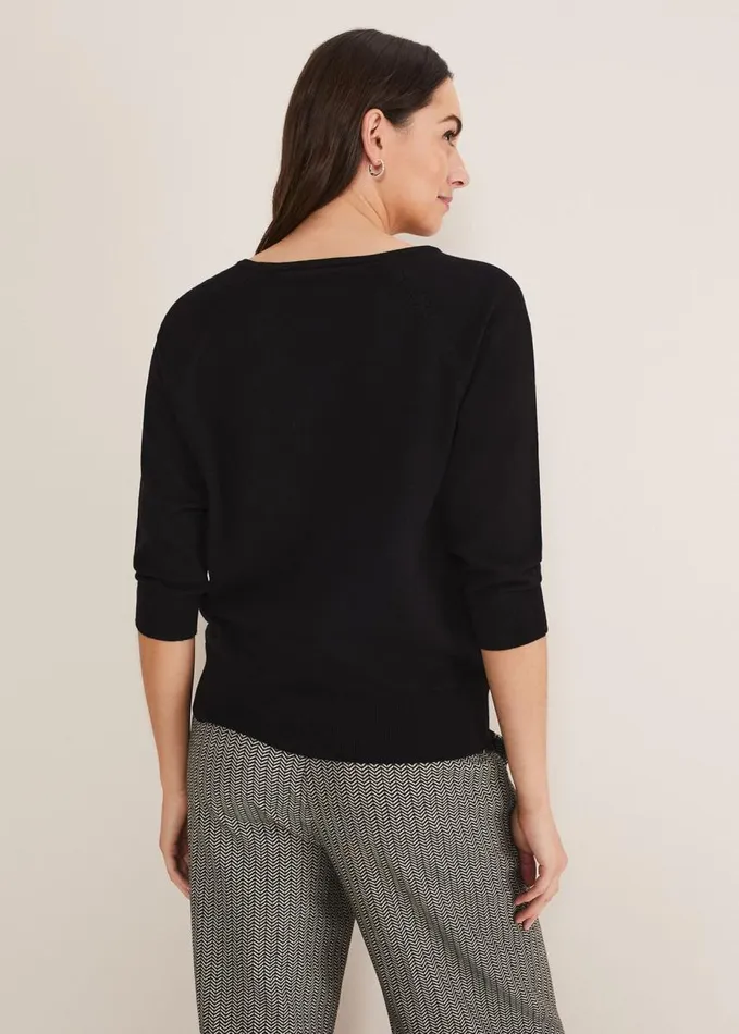 Phase Eight Lolan Zip Trim Knit Jumper Black Women Knitwear