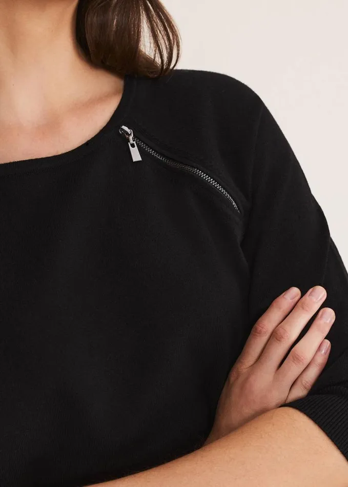 Phase Eight Lolan Zip Trim Knit Jumper Black Women Knitwear