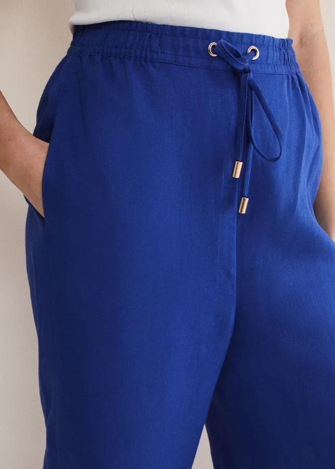 Phase Eight Lolita Blue Linen Wide Leg Trousers Cobalt Women Trousers
