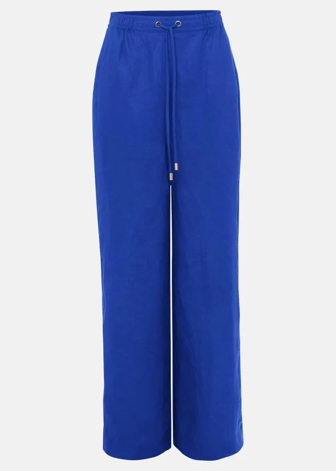 Phase Eight Lolita Blue Linen Wide Leg Trousers Cobalt Women Trousers