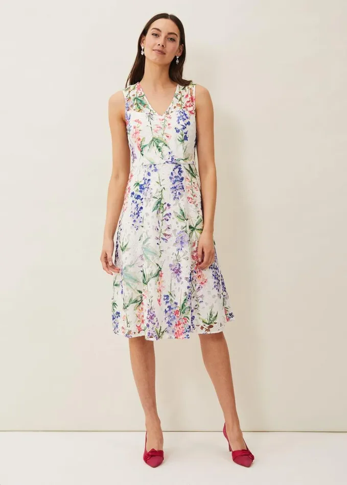 Phase Eight Lonnie Floral Fit And Flare Dress Ivorymulti Women Dresses