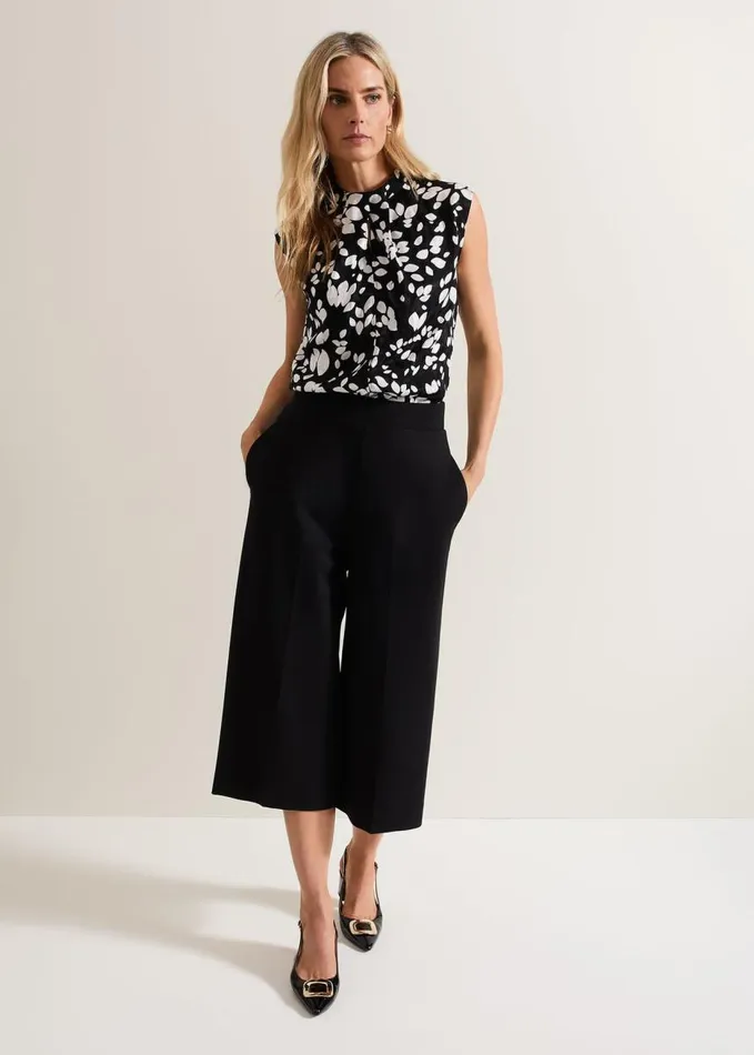 Phase Eight Lori Black Ponte Culottes Black Women Trousers
