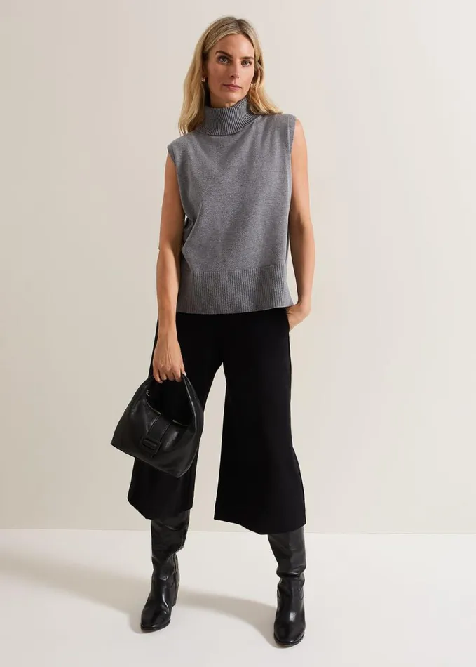 Phase Eight Lori Black Ponte Culottes Black Women Trousers