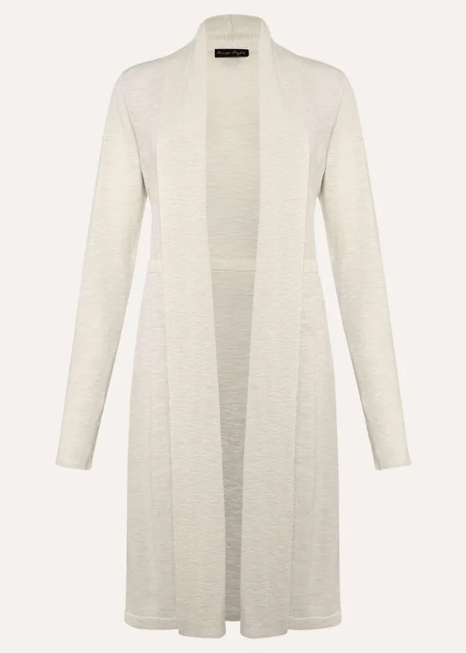 Phase Eight Louise Linen Longline Cardigan Buttermilk Women Knitwear