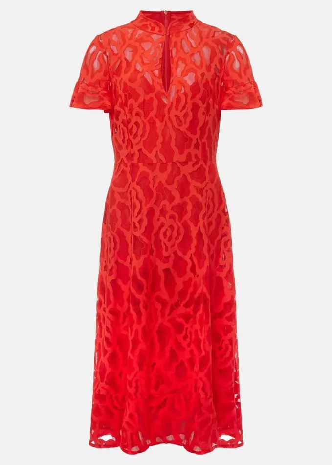 Phase Eight Lulu Lace Midi Dress Fire Women Dresses