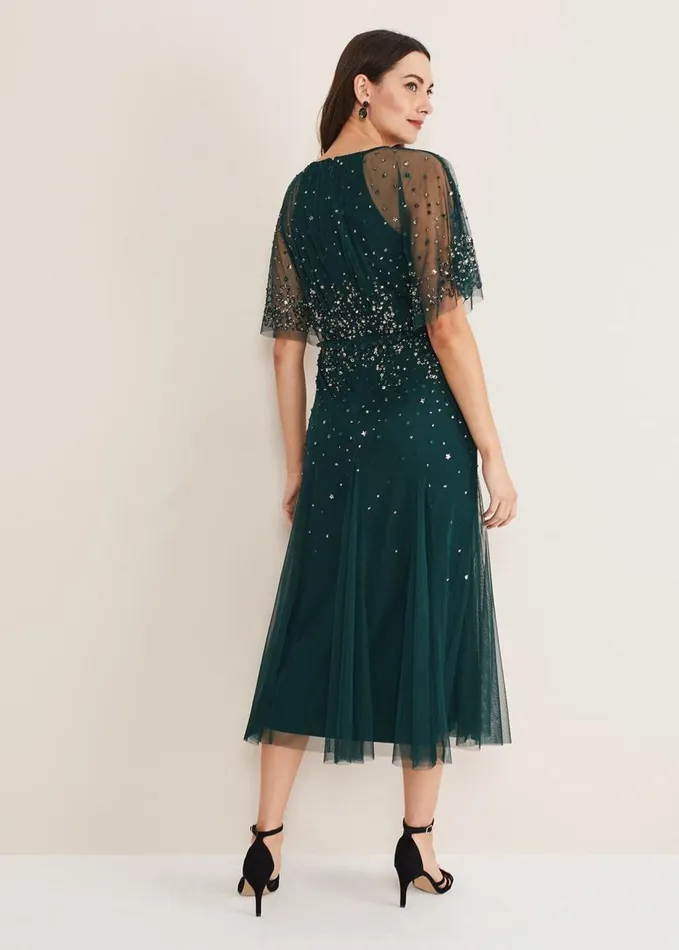 Phase Eight Lumi Short Tulle Beaded Dress Greyyellow Women Dresses