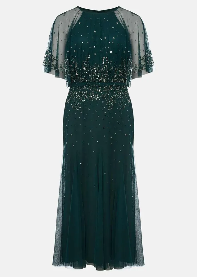 Phase Eight Lumi Short Tulle Beaded Dress Greyyellow Women Dresses