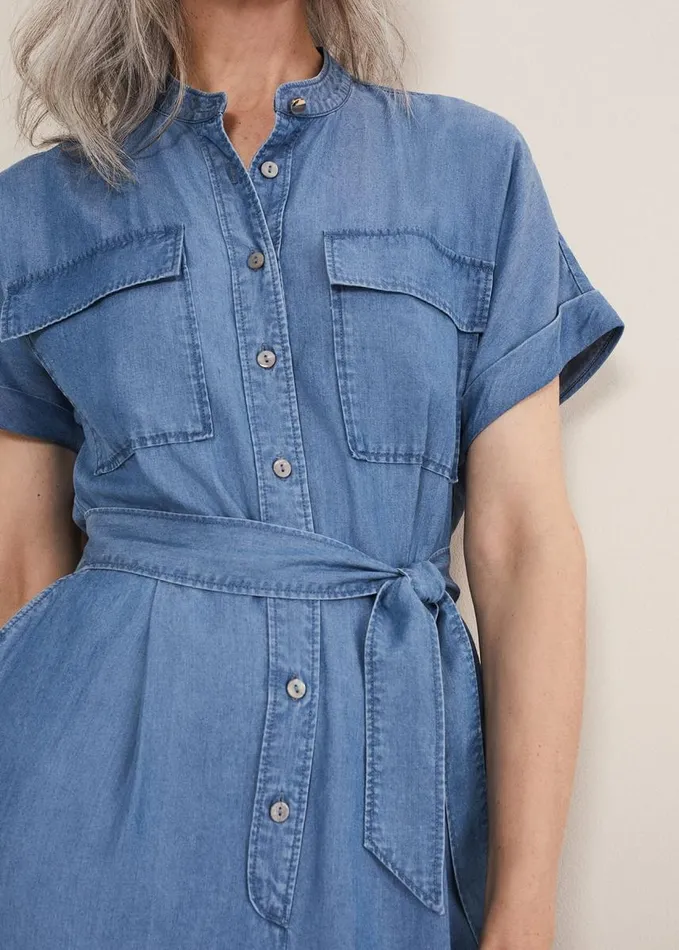 Phase Eight Lyla Blue Wide Leg Jumpsuit Chambray Women Dresses