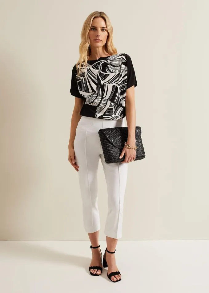 Phase Eight Lyra Woven Front Print Top Black Women Tops and TShirts