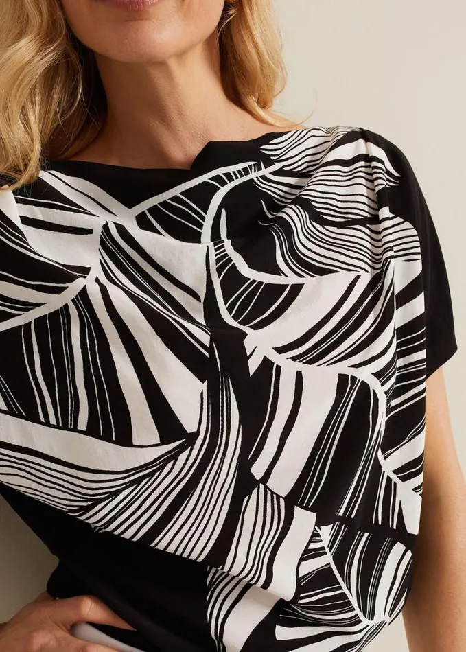 Phase Eight Lyra Woven Front Print Top Black Women Tops and TShirts