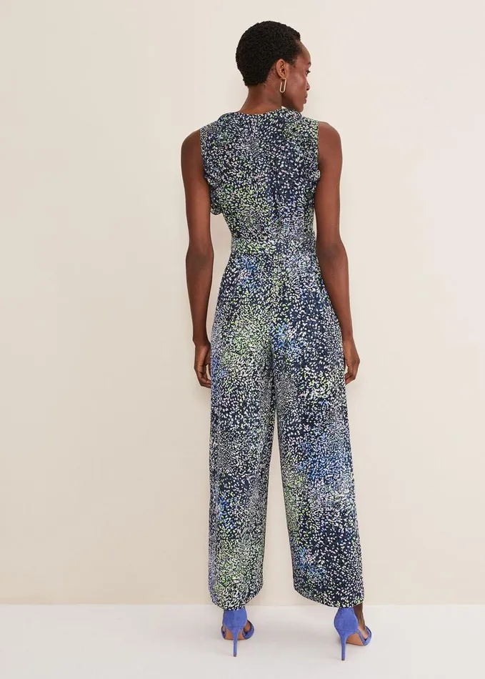 Phase Eight Maggie Ditsy Ruffle Jumpsuit Navymulti Women Dresses