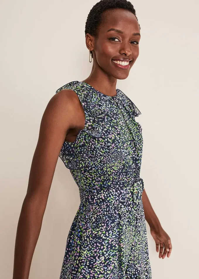 Phase Eight Maggie Ditsy Ruffle Jumpsuit Navymulti Women Dresses