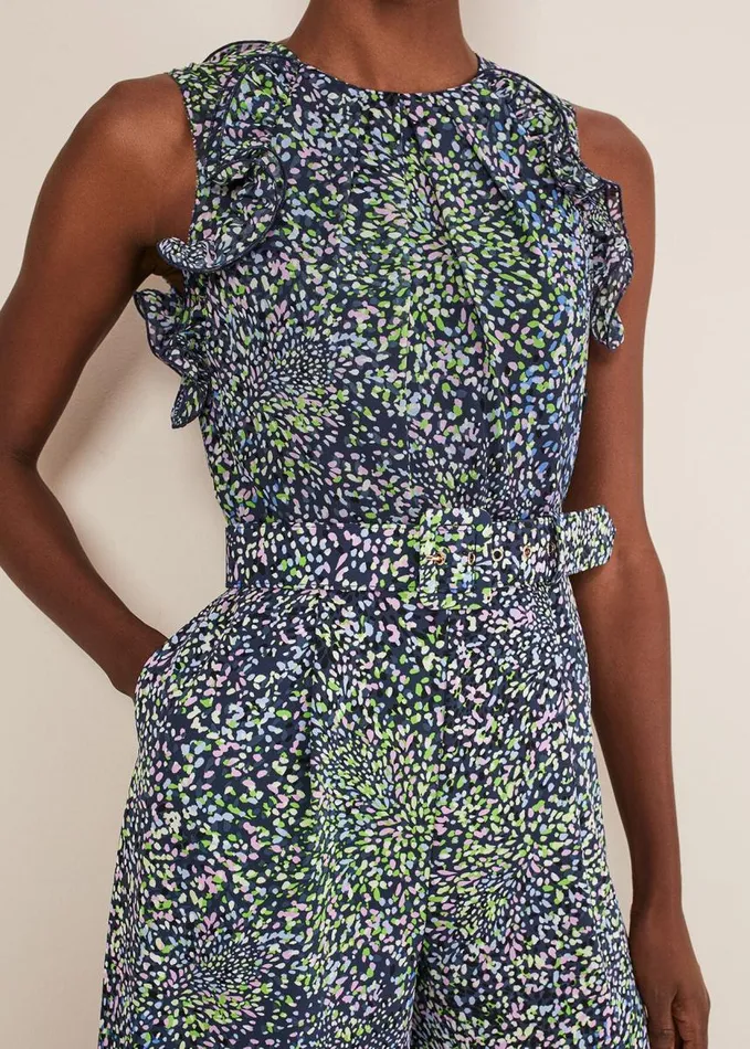 Phase Eight Maggie Ditsy Ruffle Jumpsuit Navymulti Women Dresses