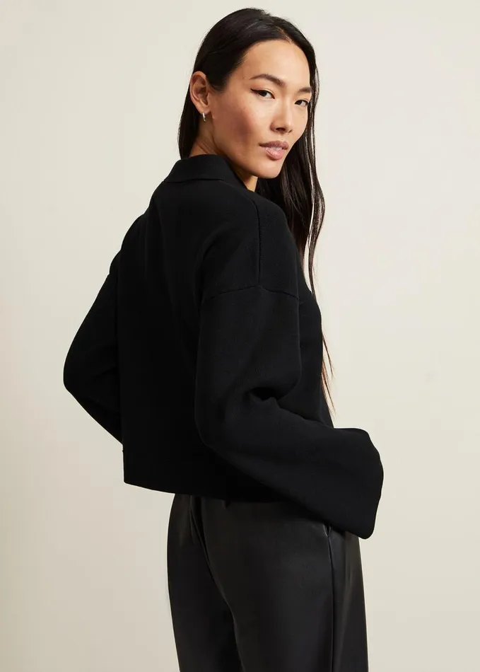 Phase Eight Maisie Zip Jacket Black Women Knitwear