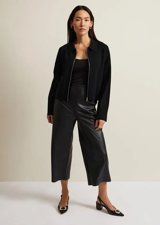 Phase Eight Maisie Zip Jacket Black Women Knitwear