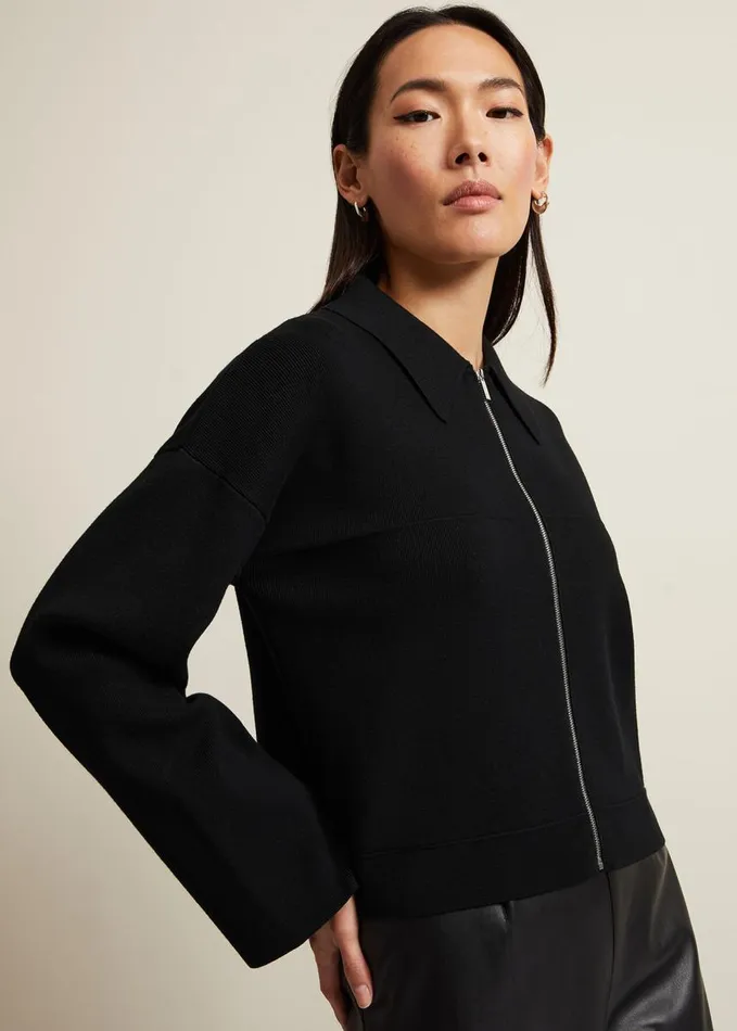 Phase Eight Maisie Zip Jacket Black Women Knitwear