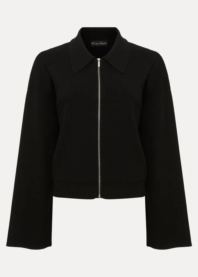 Phase Eight Maisie Zip Jacket Black Women Knitwear