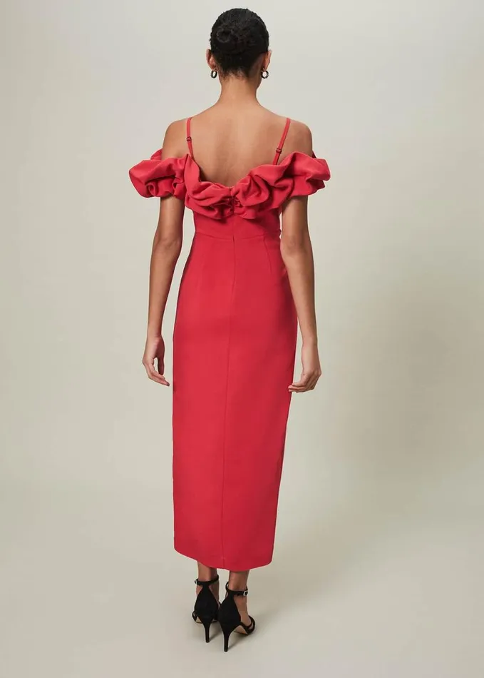 Phase Eight Mallory Off The Shoulder Midaxi Dress Raspberry Women Dresses