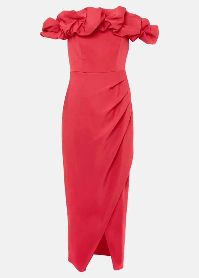 Phase Eight Mallory Off The Shoulder Midaxi Dress Raspberry Women Dresses