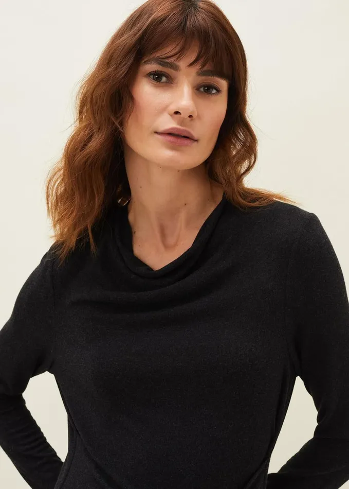 Phase Eight Maya Tie Front Longline Top Charcoal Women Tops and TShirts