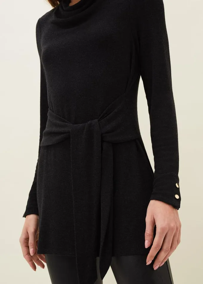 Phase Eight Maya Tie Front Longline Top Charcoal Women Tops and TShirts