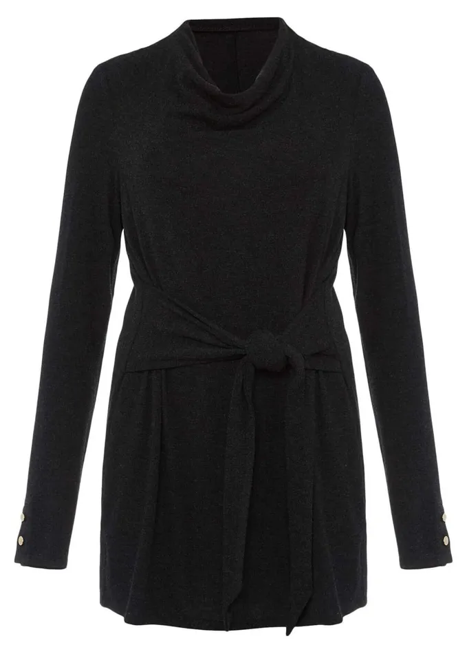 Phase Eight Maya Tie Front Longline Top Charcoal Women Tops and TShirts