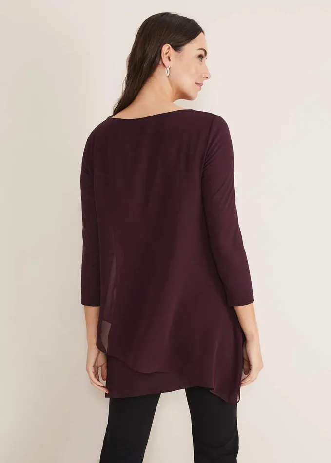 Phase Eight Mika Longline Top Aubergine Women Tops and TShirts