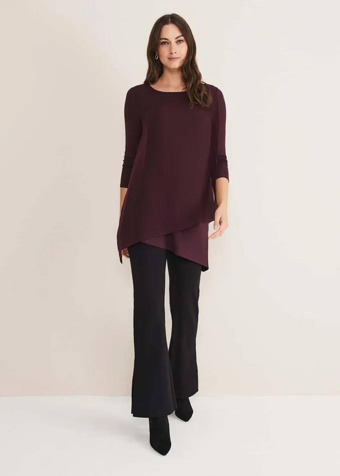 Phase Eight Mika Longline Top Aubergine Women Tops and TShirts