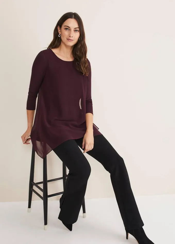 Phase Eight Mika Longline Top Aubergine Women Tops and TShirts