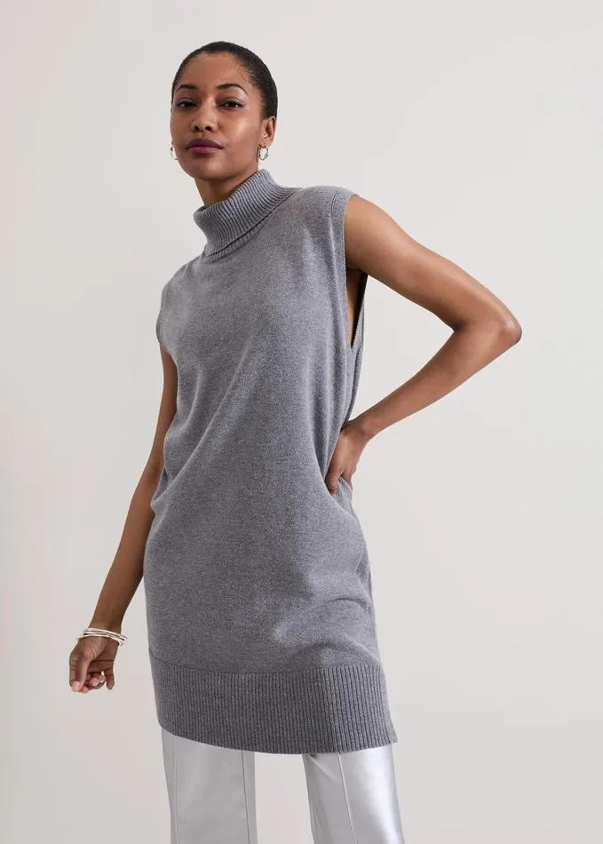 Phase Eight Mila Sleeveless Tabard Jumper Dress Grey Women Dresses