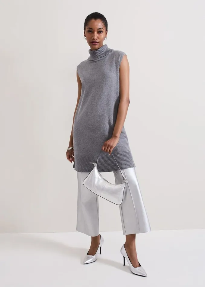 Phase Eight Mila Sleeveless Tabard Jumper Dress Grey Women Dresses