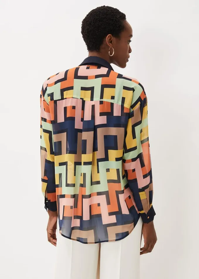 Phase Eight Milano Geo Shirt Multicoloured Women Shirts and Blouses