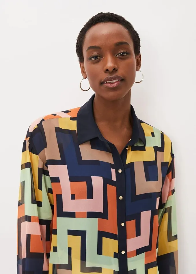 Phase Eight Milano Geo Shirt Multicoloured Women Shirts and Blouses