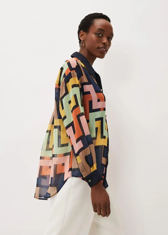 Phase Eight Milano Geo Shirt Multicoloured Women Shirts and Blouses
