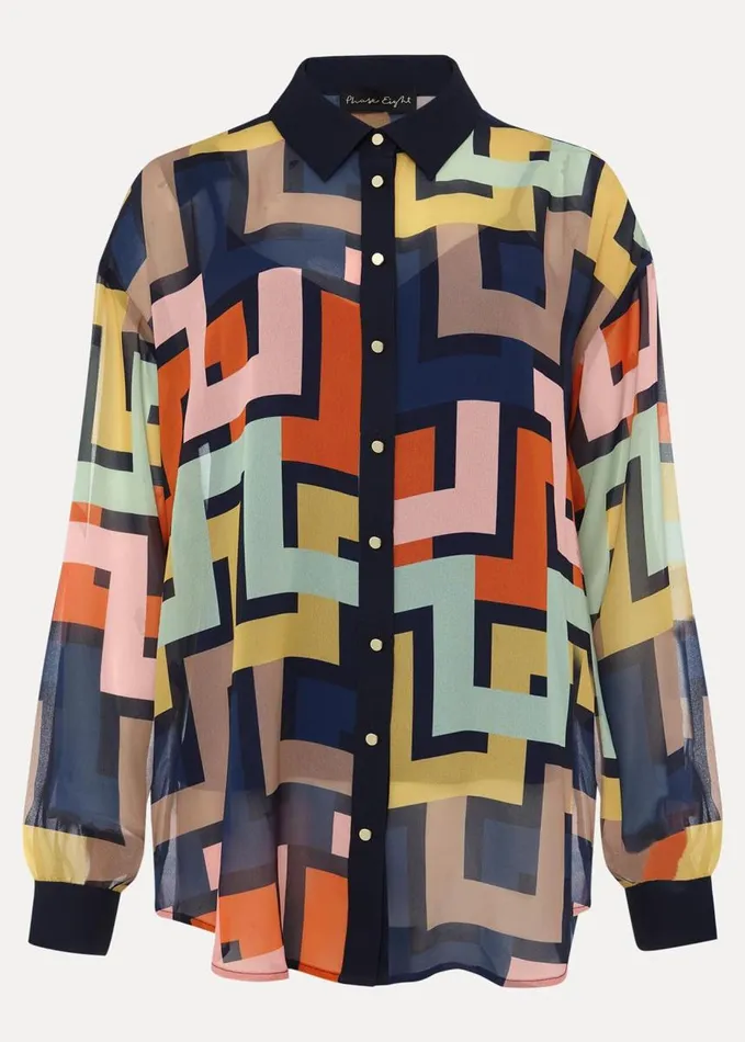 Phase Eight Milano Geo Shirt Multicoloured Women Shirts and Blouses