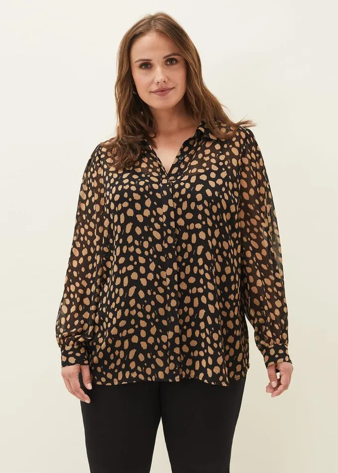 Phase Eight Millie Spot Blouse Blackcamel Women Shirts and Blouses