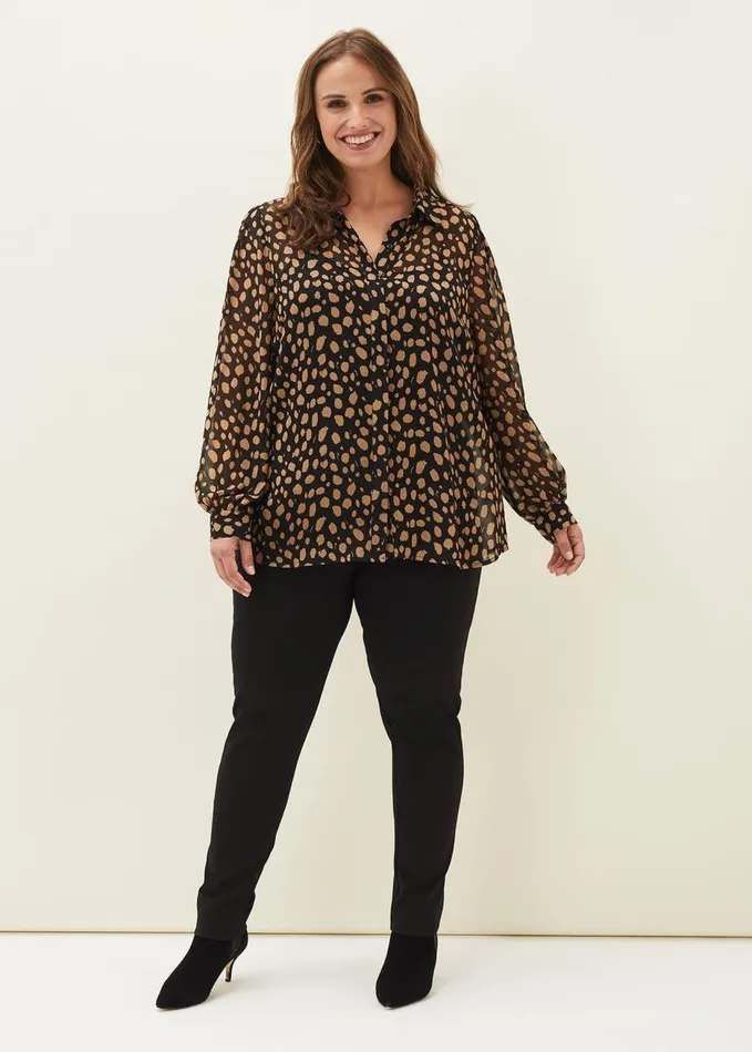 Phase Eight Millie Spot Blouse Blackcamel Women Shirts and Blouses