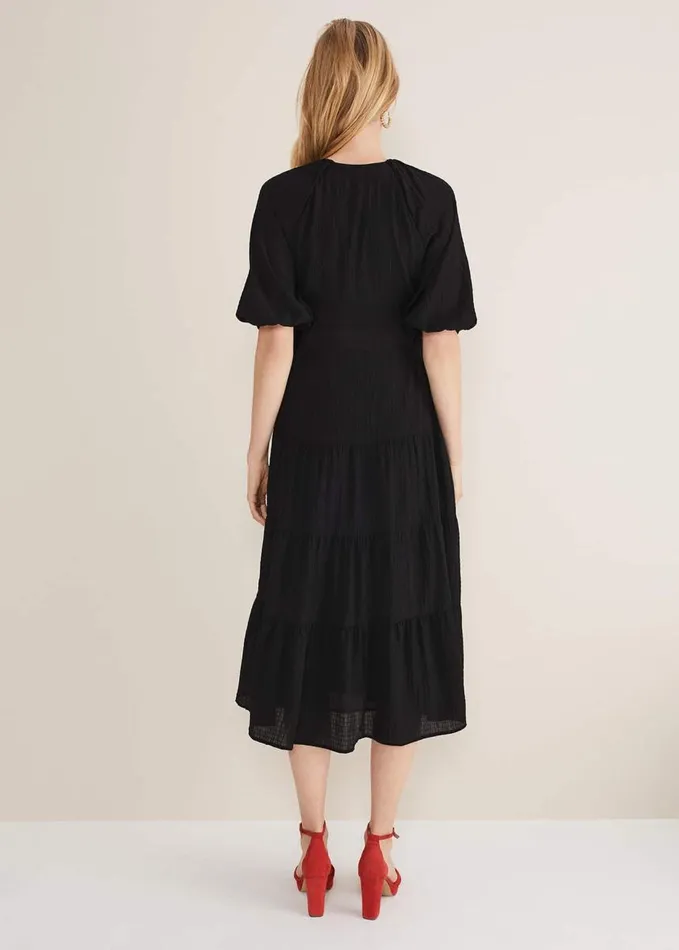 Phase Eight Morven Black Wrap Midi Dress Black Women Dresses