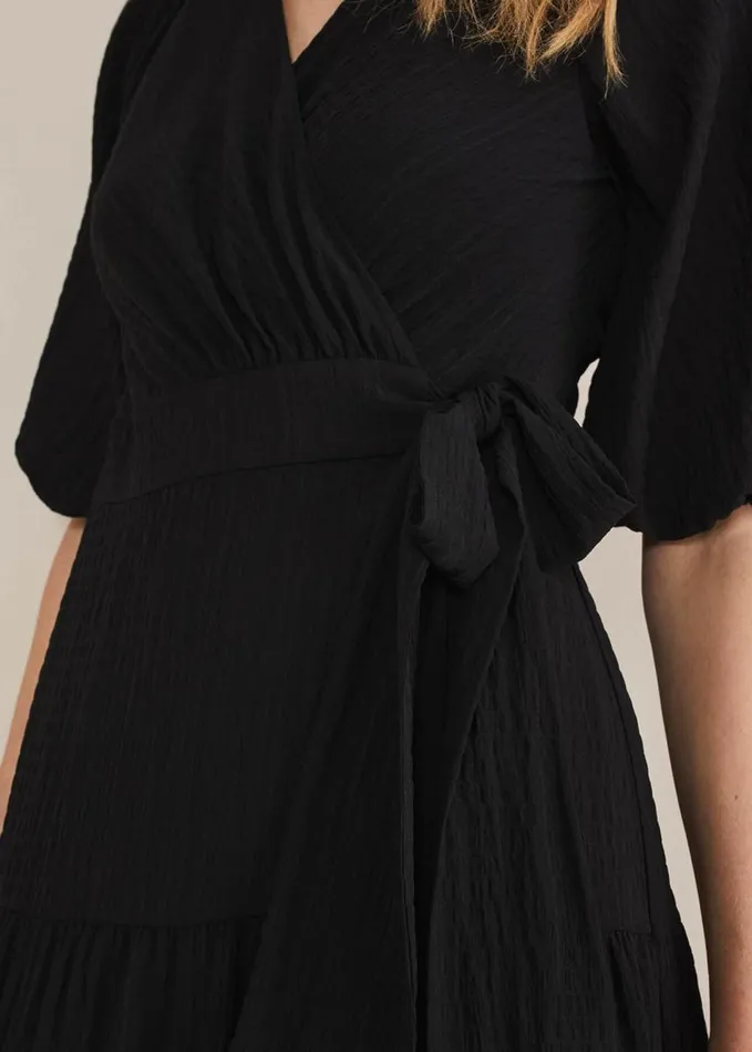 Phase Eight Morven Black Wrap Midi Dress Black Women Dresses