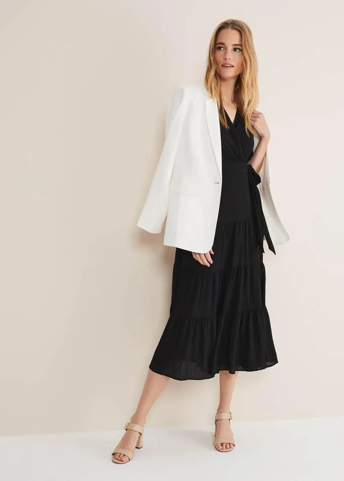 Phase Eight Morven Black Wrap Midi Dress Black Women Dresses