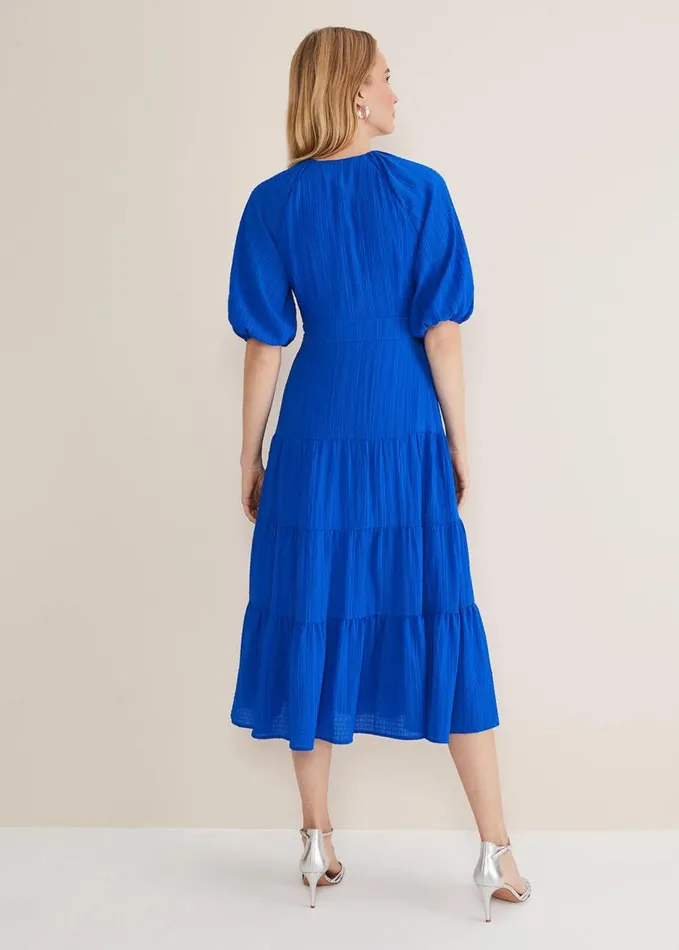 Phase Eight Morven Blue Wrap Midi Dress Cobalt Women Dresses