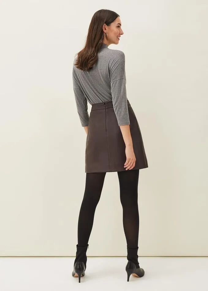 Phase Eight Nadine Leather ALine Skirt Mulberry Women Skirts