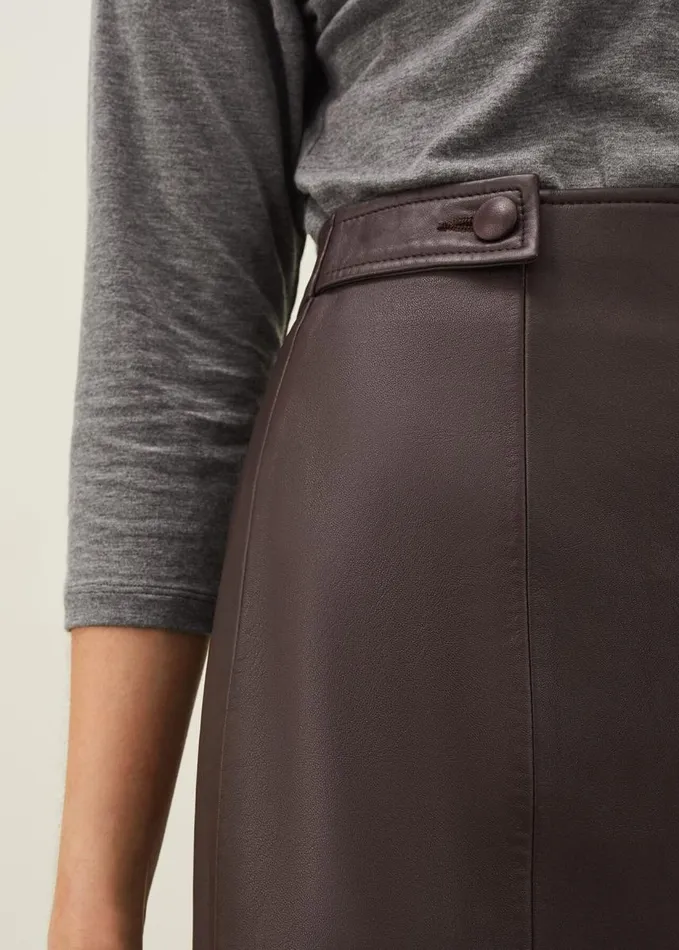 Phase Eight Nadine Leather ALine Skirt Mulberry Women Skirts