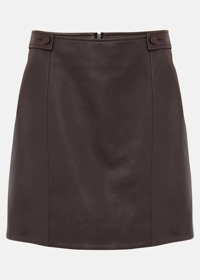 Phase Eight Nadine Leather ALine Skirt Mulberry Women Skirts