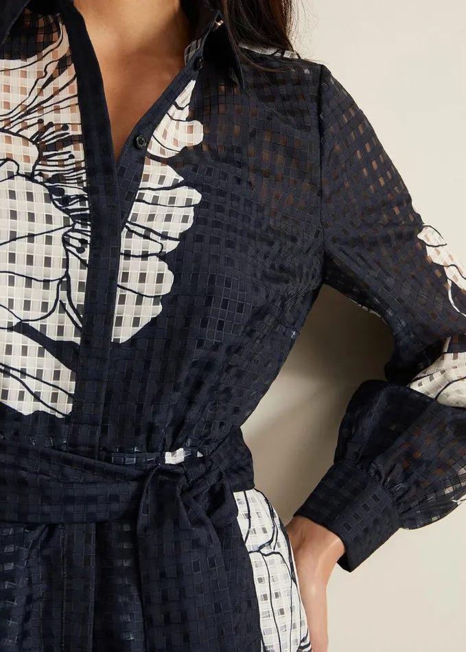 Phase Eight Natalie Navy Floral Shirt Midi Dress Navyivory Women Dresses