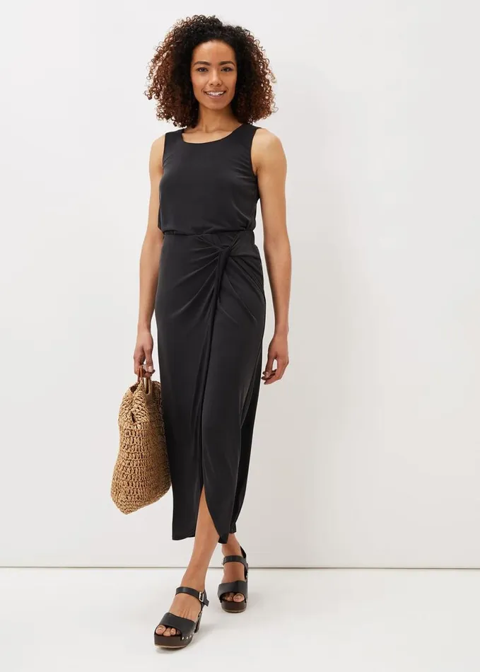 Phase Eight Nathalia Jersey Draped Midi Skirt Black Women Skirts