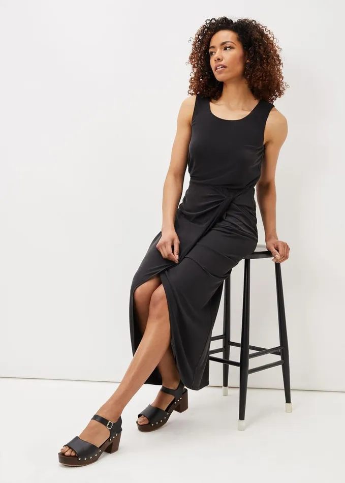 Phase Eight Nathalia Jersey Draped Midi Skirt Black Women Skirts
